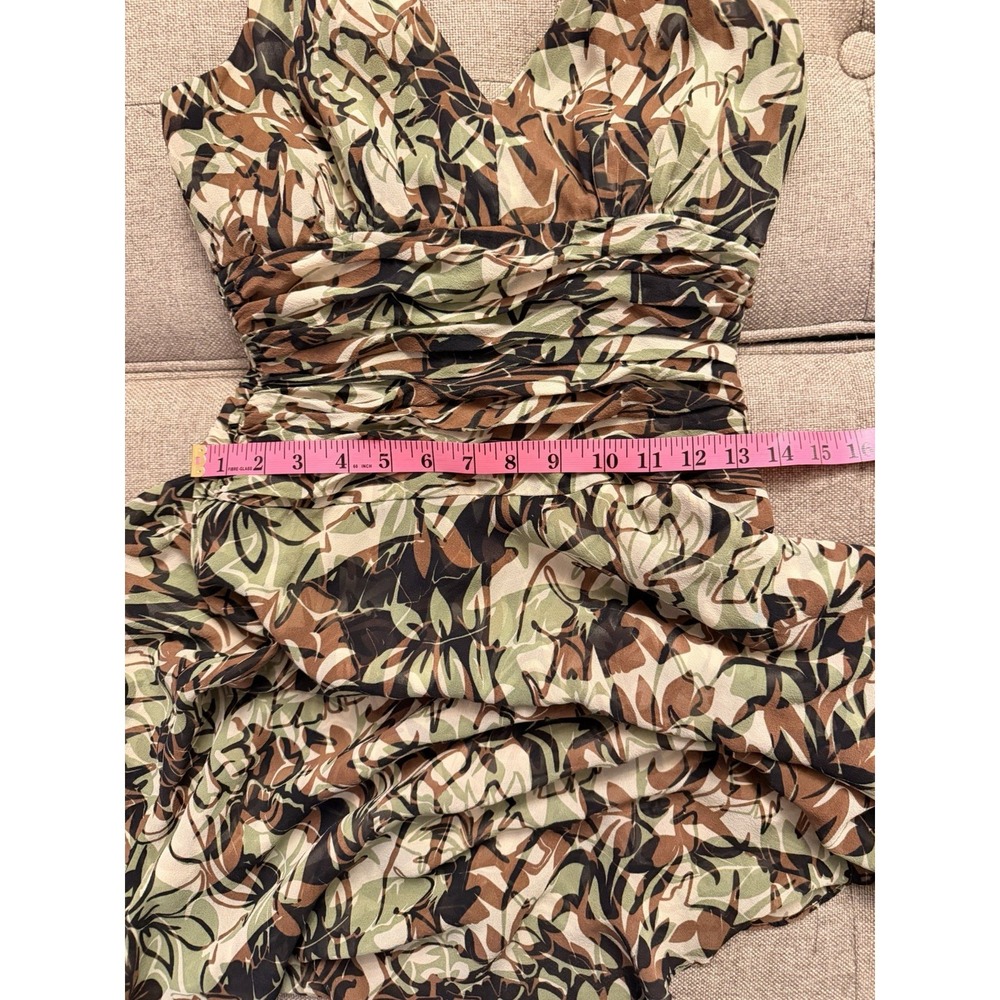 Donna Ricco Silk Halter Midi Dress 4 Ruched Floral Chiffon Boho - Picture 13 of 14